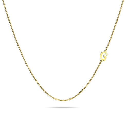 Bold Alphabet Letter Initial Charm Necklace in Gold Tone